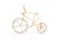 Golden brooch bicycle with gems  on white