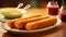Golden-brown beef corn dogs, crispy on the outside, revealing a juicy and flavorful meat center