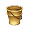 Golden Bucket on White Background