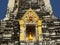 Golden Buddha on the altar of a stupa in Ayutthaya, former capital of the kingdom of Siam. Thailand