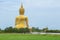 Golden Buddha in countryside. Large Buddha statue at Wat Muang in Angthong