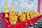 Golden buddha image, Chinese Temple Wat Borom Racha Kanchanapisek Anusorn & x28;Leng nuei Yee 2& x29;, Thailand