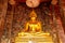 Golden Buddha images from Wat Suthat Thepwararam, Beautiful temple architecture , Bangkok, Thailand