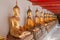 Golden Buddha sculptures in Wat Pho, Bangkok, Thailand