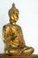 Golden Buddha Statue . god of india belief in religion . thai antique culture object .