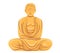 Golden Buddha statue in meditation pose. Serene Buddhist icon for spirituality. Peaceful meditation and enlightened