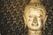 Golden Buddha statue with sunlight used for amulets of Buddhism religion. Buddhism is popular region in China Japan and south east