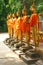 Golden Buddha statues in a temple, Vientiane Laos