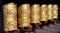 Golden buddhist prayer wheels