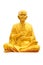 Golden budha meditation statue in white isolate