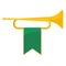 Golden bugle with green ribbon on it vector illustration
