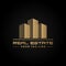 Golden building real estate logo icon concept template on dark background