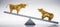 Golden bull and bear - concept stock market up and downs