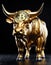 Golden Bull with Bitcoin Coin