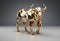 Golden bull on a gray background. 3d rendering, 3d illustration