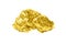 Golden bullion close up isolated on white background.