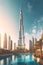 Golden burj khalifa skyscraper. Generative AI