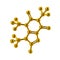 Golden caffeine molecule 3d illustration