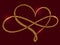 Golden calligraphic heart and a sign of infinity on a claret background. Vector illustration EPS10