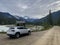 Golden, Canada June 2022: Wild Canadian Road: Thrilling adventure amidst breathtaking landscapes in Canadian Rockies