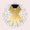 Golden cancer awareness ribbon icon on star pattern background