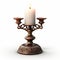 Golden Candlestick On White Background - Romantic Goth Style