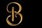 Golden capital letter B isolated on black.