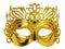 Golden carnival mask isolated on the white background