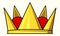 Golden cartoon crown. Royal icon object logotype for king or queen. Flat style illustration. Luxury headwear for rich and noble