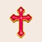 Golden catholic cross with red