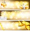 Golden celebration and sales ornament banner backg