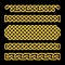 Golden celtic knots vector borders set