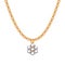 Golden chain necklace with diamond flower pendant.