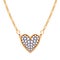 Golden chain necklace with diamonds gemstones pendant. Heart shape.
