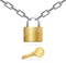 Golden Chain, Padlock and Key. Vector