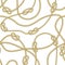 Golden Chaotic Ropes with Sea Knot Seamless Pattern.