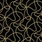 Golden Chaotic Ropes and Sea Objects Seamless Pattern.