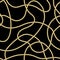 Golden Chaotic Ropes and Sea Objects Seamless Pattern.