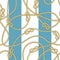 Golden Chaotic Straped Ropes with Sea Knot Seamless Pattern.