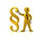 Golden character man holding paragraph symbol