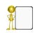 Golden character with white board