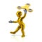 Golden character with yellow fidget spinner