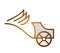 Golden chariot with wings. Logo symbol icon sign