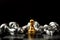 Golden Chess pawn is last standing in the chess board, Concept of successful business leadership, business vision for a win in