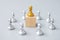 Golden chess pawn pieces or leader  businessman with circle of silver men. victory, leadership, business success, team, and