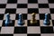 Golden chess piece amidst silver