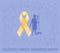 Golden childhood awareness ribbon symbol over periwinkle background with child patient