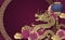 Golden Chinese dragon relief flower lantern cloud round lattice frame
