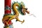 Golden Chinese Dragon Wrapped around red pole