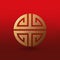 Golden Chinese symbol Shou on red background